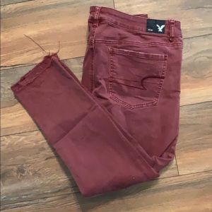 Skinny Red American Eagle Jeans